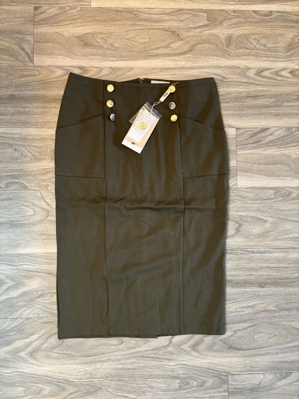 Elie Tahari Pencil Skirt with Gold-Tone Buttons